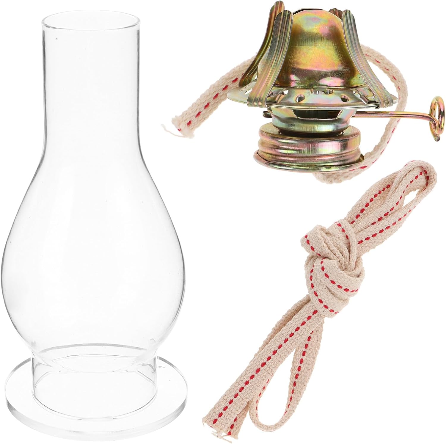 Retro Oil Lamp Burner Metal Base with Adjustable Regulator and 1m Replacement Wick Vintage Kerosene Lamp Accessory for Home Décor and Indoor Use