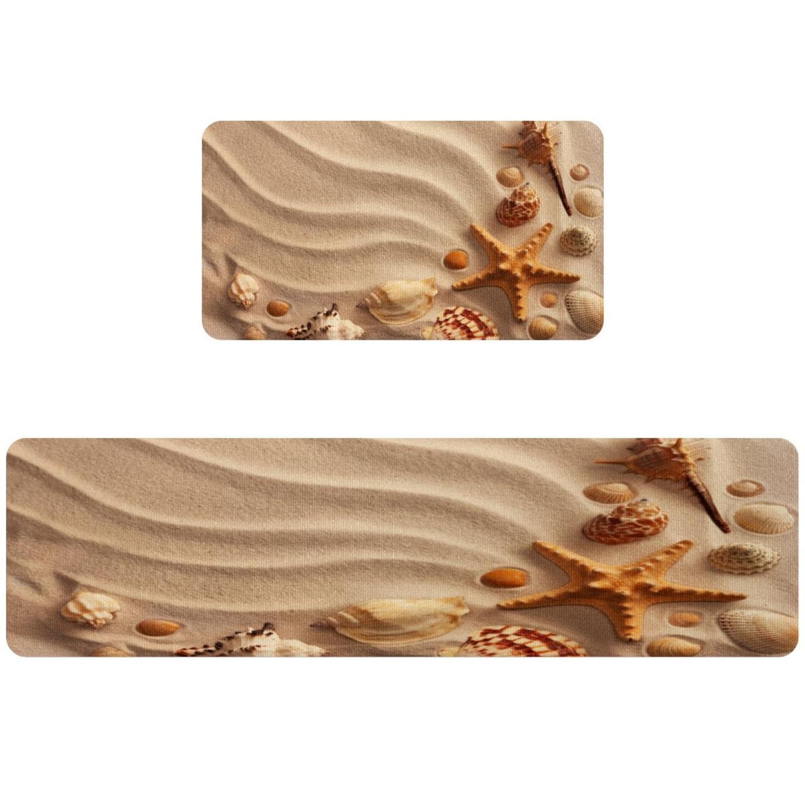 Tapis de cuisine antidérapant et absorbant en lot de 2 style marin