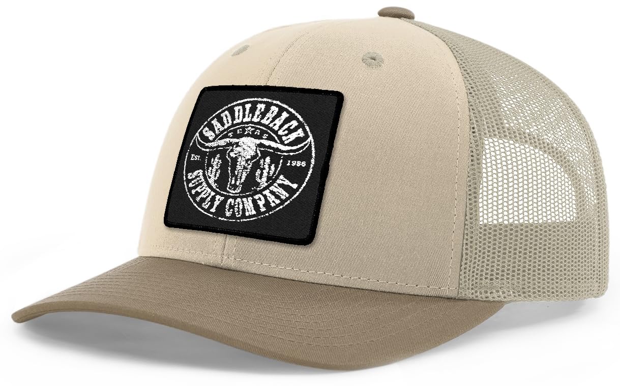 Saddleback Supply Wild West Trucker Hat - Desert Skull Logo (Sand/Natural/p)