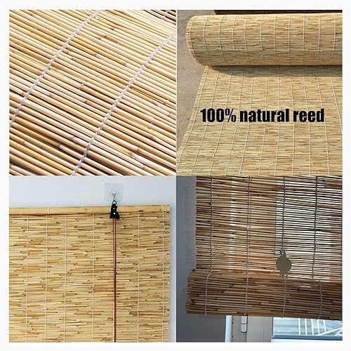 Miniatura 4 de CSXCQM Persianas de bambú opacas para ventanas, persianas enrollables para patio, sin cables, cortina de caña anti-UV, para cubiertas, porches,