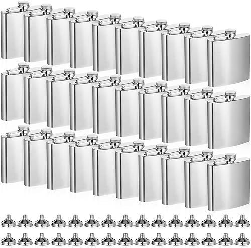 Juego de 30 frascos de cadera de acero inoxidable con embudo de metal a prueba de fugas, con bolsillo, para hombres y mujeres, dama de honor, disponible en Yaxa Peru