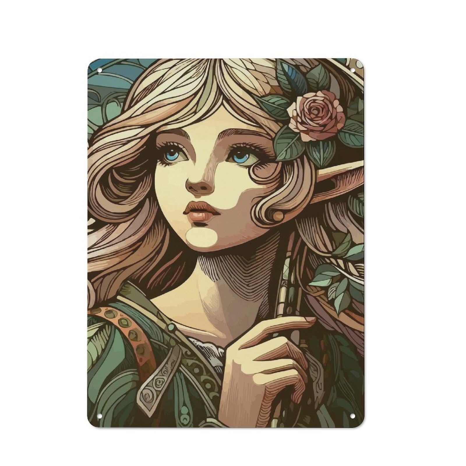 Junmoney Art Nouveau Elf Shed Style Shed Metal Sign 40X30cm, Shed Wall Decor For Shed, Garden Room, Porch Or Garage