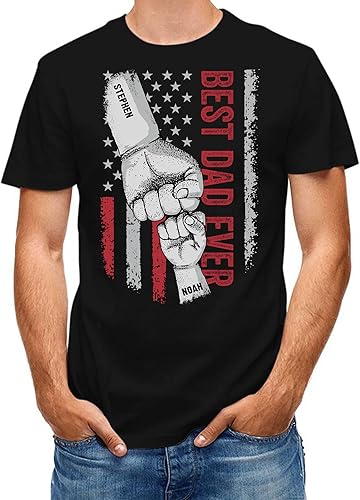 Miniatura 3 de Best Dad Ever-Camiseta personalizada con nombre personalizado para cumpleaños del día del padre, manga corta, cuello redondo, camisetas ajustadas