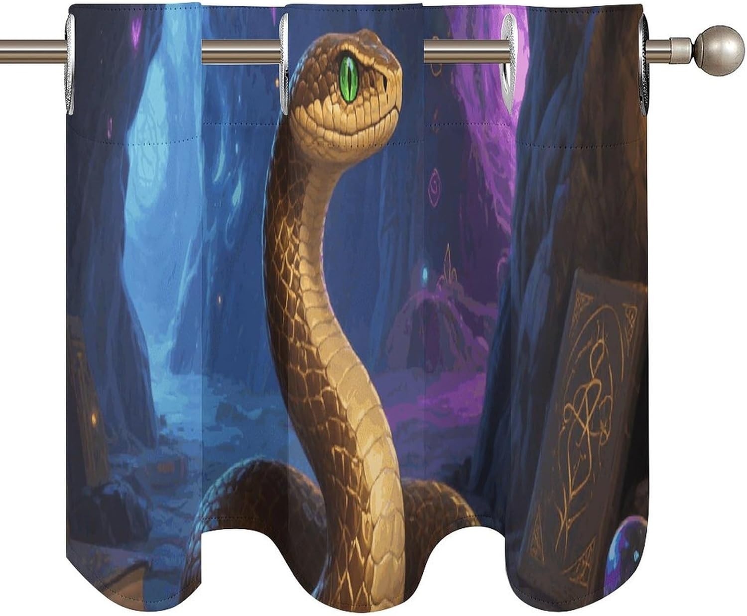 Witchy Snake Valance for Windows, 2 Pack Kitchen Curtains Modern Home Decor, Soft Blackout Window Curtains for Living Room & Bedroom, 18 X 52 Inch