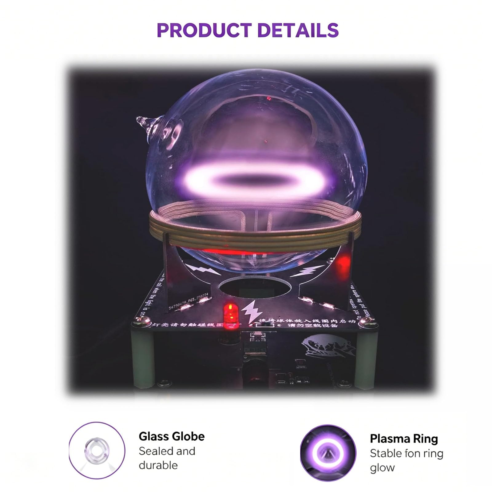 Lámpara De Anillo De Plasma, Lámpara De Globo De Plasma De Gas Inerte, Diámetro De 9 Cm/13 Cm, con Tecnología De Excitación De Campo Magnético, para Exhibición Científica Y 13cm