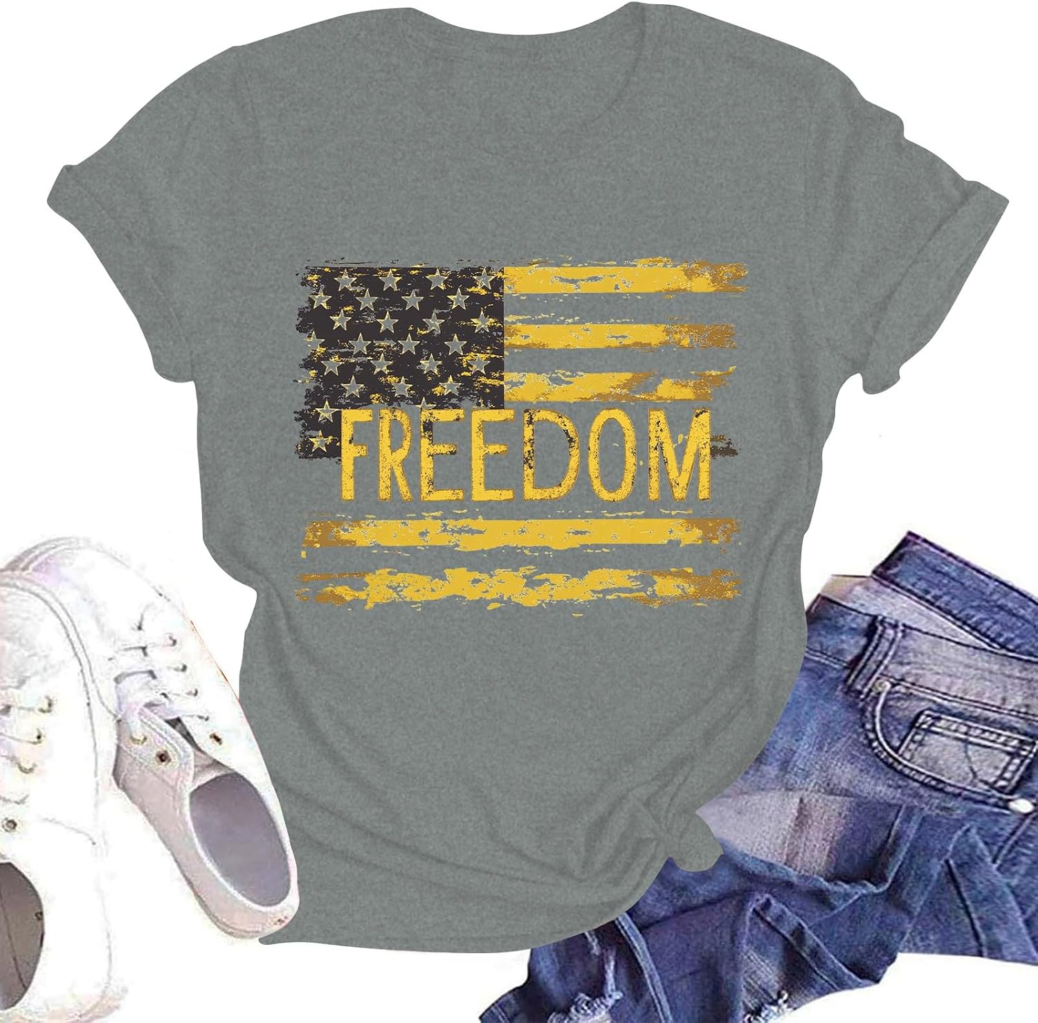Patriotic Shirts for Women USA Flag Shirt 4Th of July Tshirt Graphic Tees Casual Short Sleeve Tee Tops