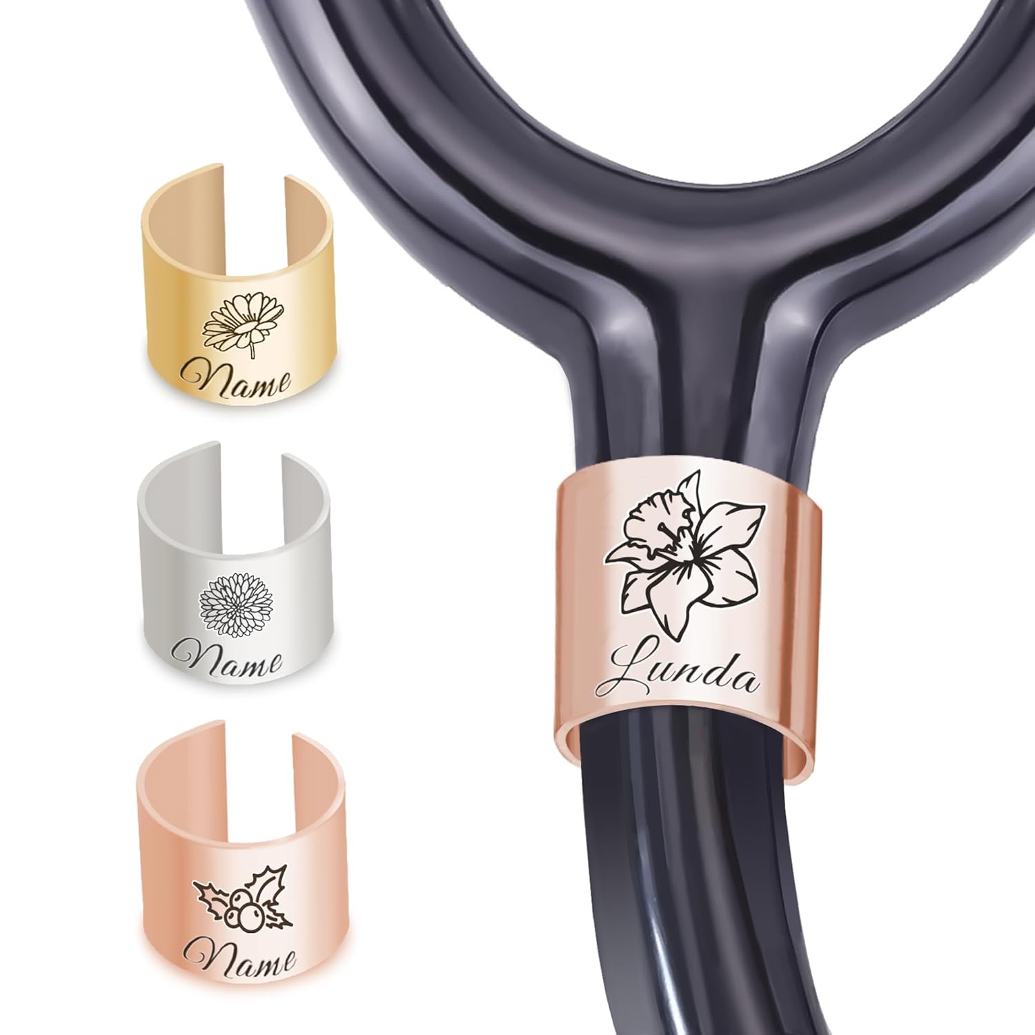 Personalized Stethoscope Name Tag - Custom Leather ID Charm For Nurses & Doctors