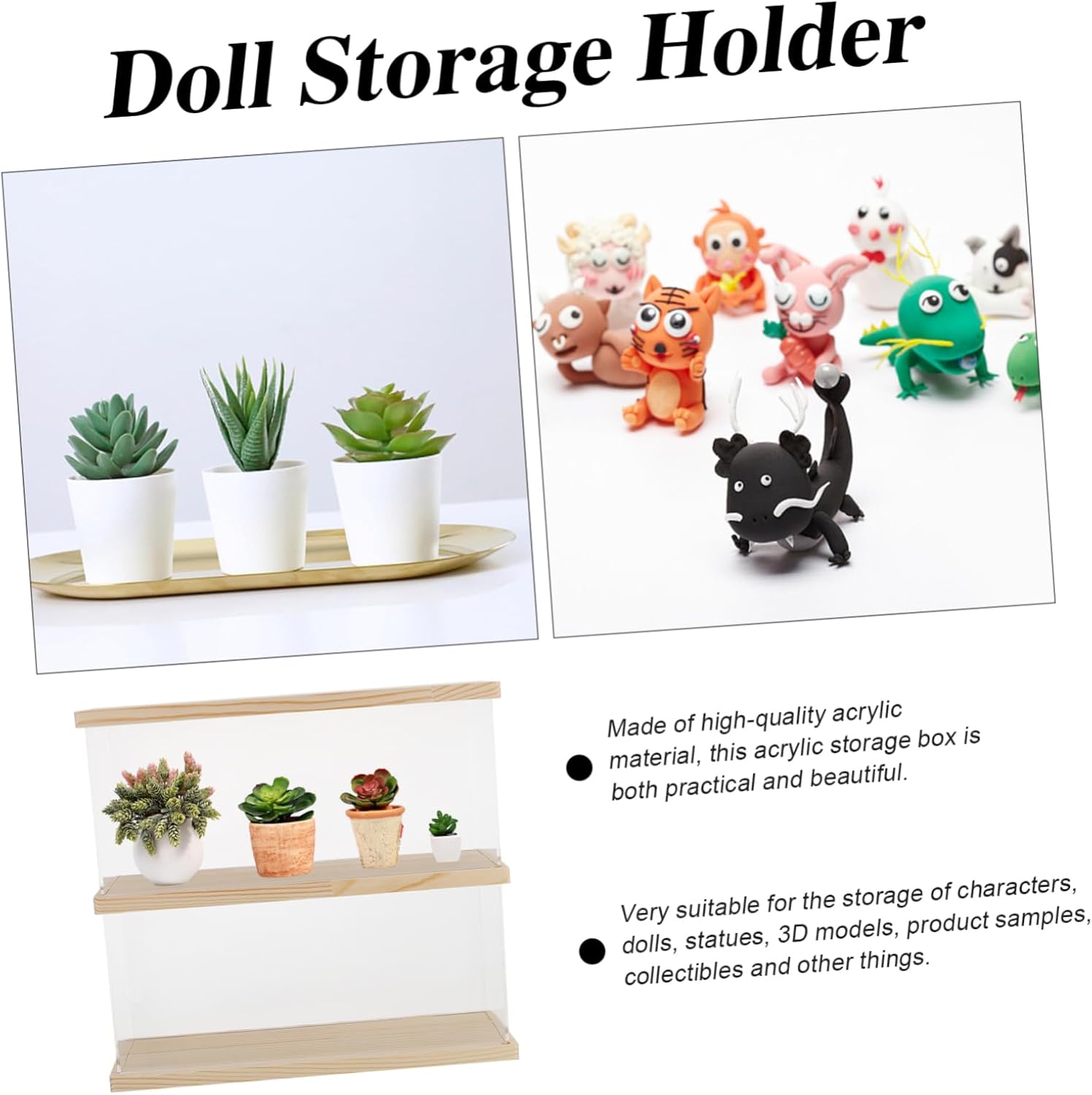 Cabilock Acrylic Display Box for Collectibles Figurine Display Shelf Miniature Case Toy Storage Holder