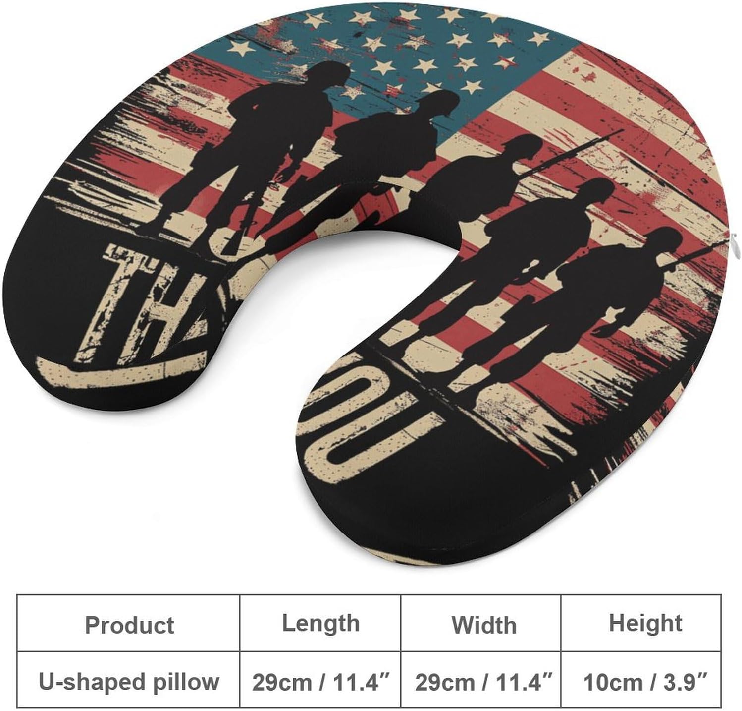 Veterans Day Memorial Day Partiotic Military Funny Travel Pillow U Shaped Memory Foam Neck Pillows Portable for Flight Car Home Office