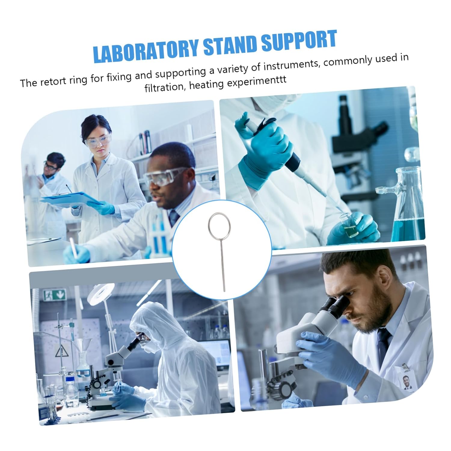 Stainless Steel Laboratory Retort Ring Closed Holder for Chemistry Lab Stand for School Factory and Experimental Use