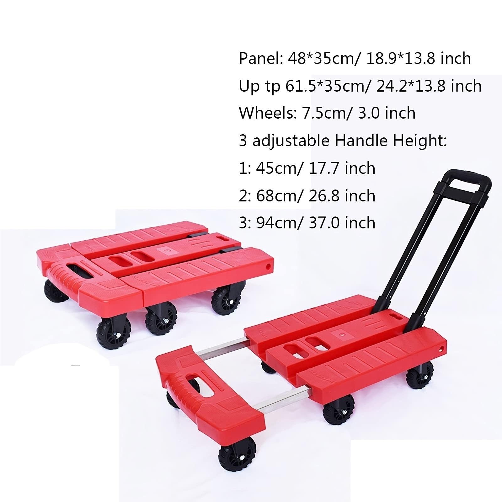 Faltbare Sackkarre mit ausziehbarem Griff, 6 Räder für einfaches Umziehen von Gepäck und Möbeln, kompaktes Design