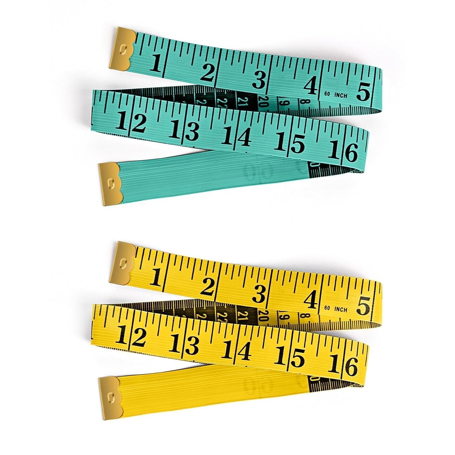 2Pcs 60-Inch Length and 2CM Width Soft Tape Measure, Fabric Sewing Measurement, Tailors Double Flexible Rulers, Body Measuring Tape, Body Shape, Managing Weight Measurement (Green and Pink)