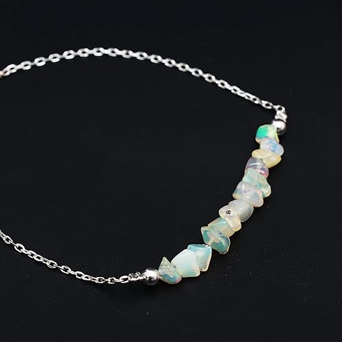 Miniatura 4 de GemInspire 925 Sterling Silver Natural Ethiopian Opal Chips Bar Bracelet, Dainty Bracelet, Silver Jewelry Gift For Her (Ethiopian Opal)