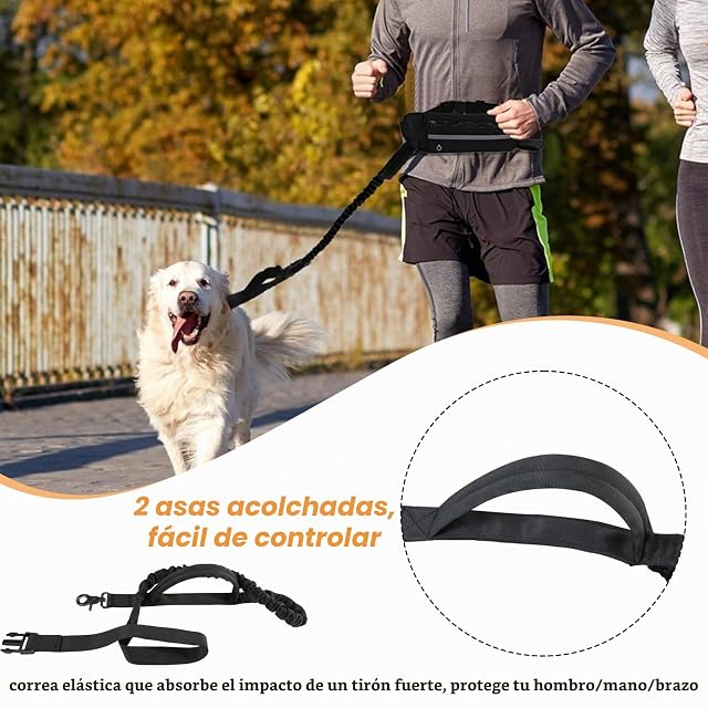 Foto 5 de 7 de Correa Perro Cintura,Correa para Perros con Cinturón, Bolsa Desmontable y Correa Elástica