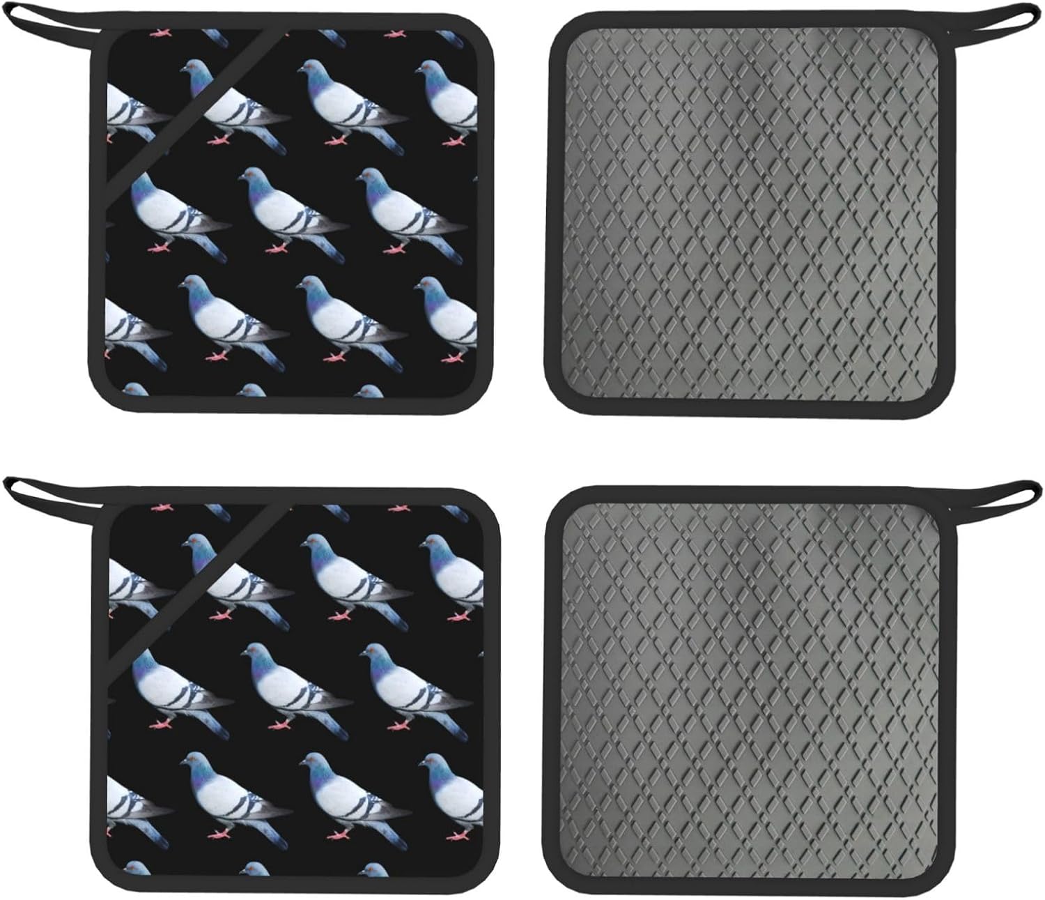 Pigeon Oven Mitts and Pot Holders Set of 4 Heat Resistant Kitchen Gloves with Silicone Palm Hot Pads for Baking Cooking Grilling BBQ