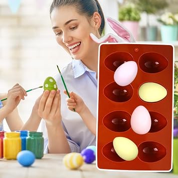 Egg Muffin Molds | 8-Cavity Silicone Egg Molds for Easter | 2 Piece Oven Safe Mould Supplies for Ice Chocolate Candy Bread Gummy Muffin Jelly Mousse Easter