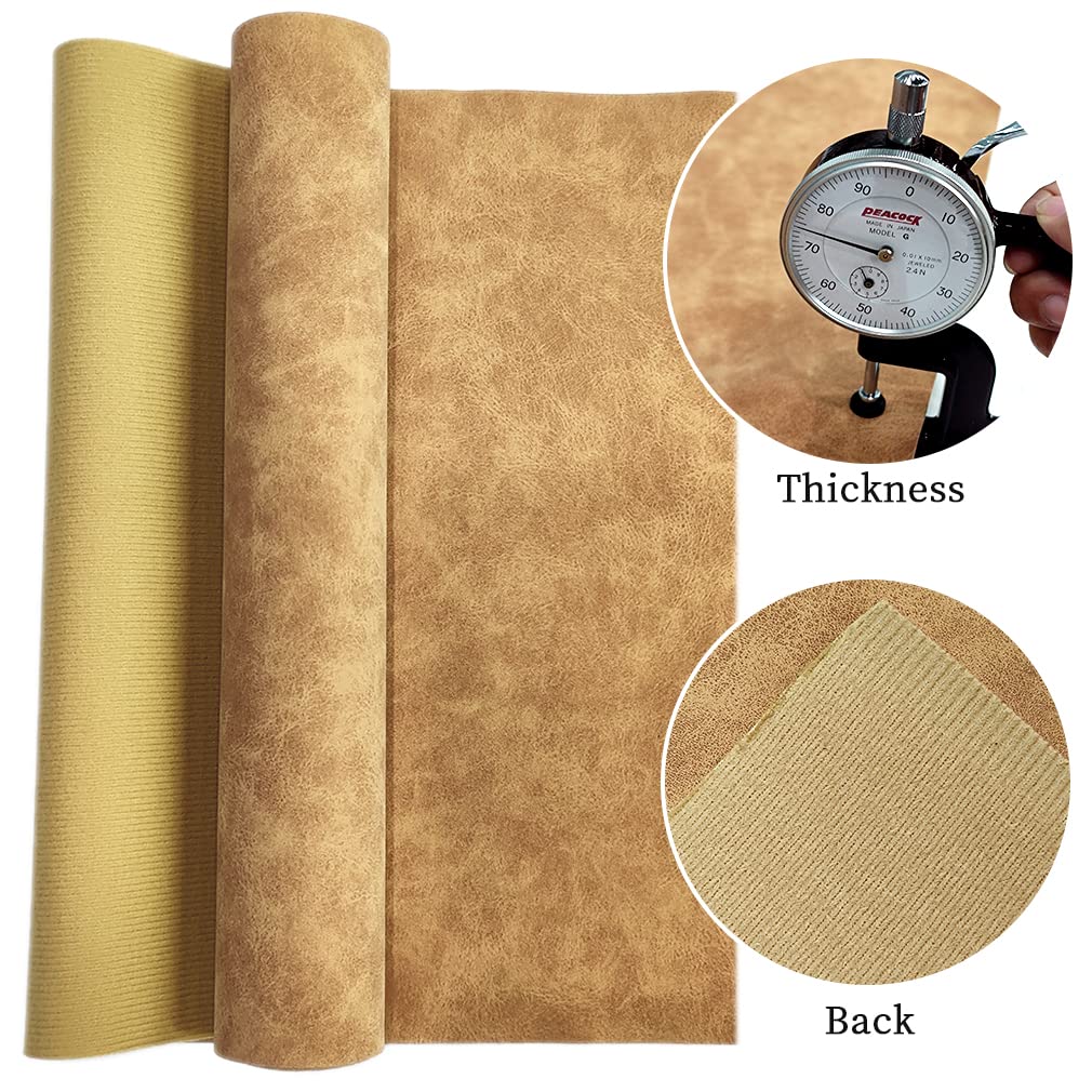 XHT Suede Faux Leather Fabric 30x135cm Waterproof Synthetic PU Leather for Earrings Pouches Hair Bows Making (Light Brown) - Image 3