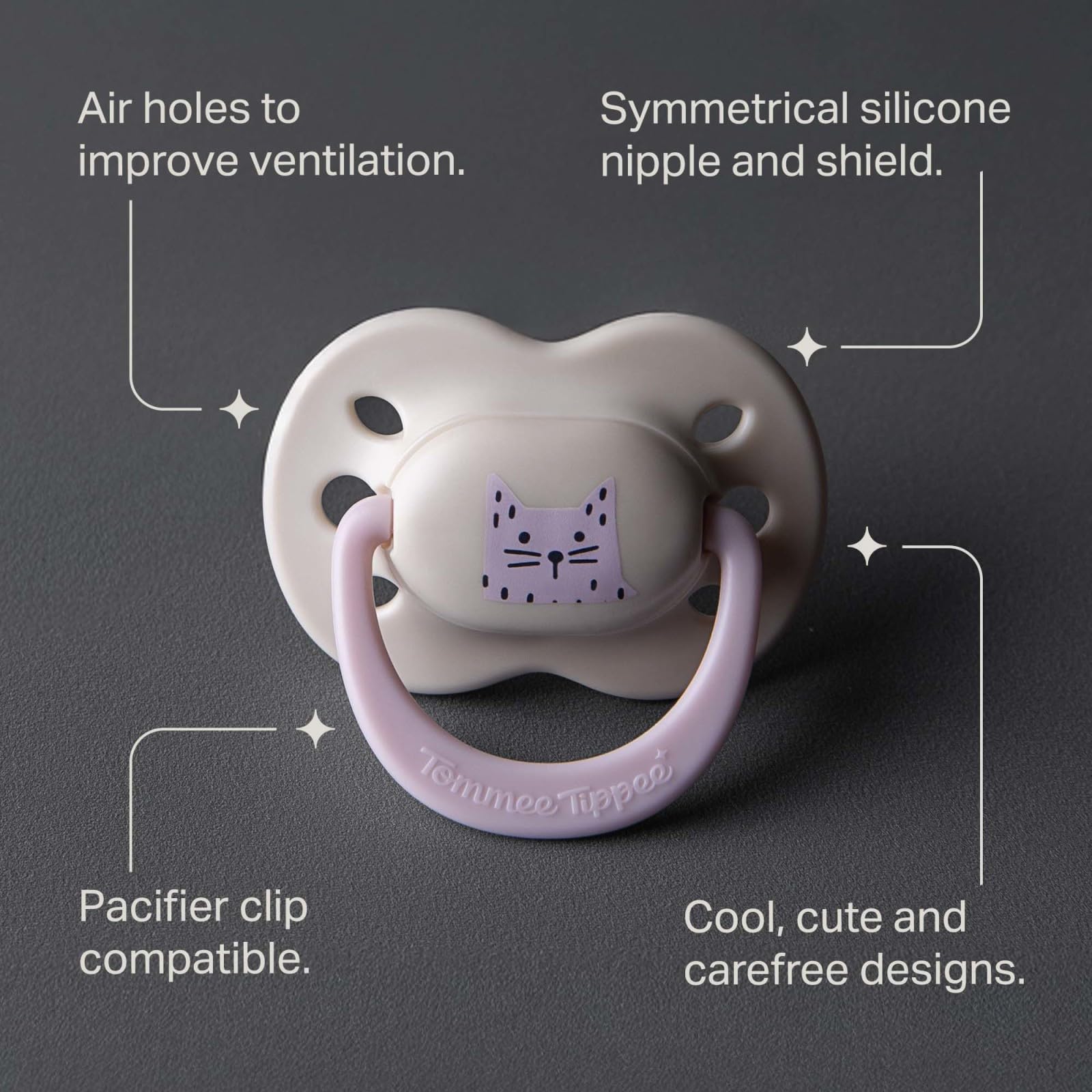 Tommee Tippee Ultimate Fit Soother, 0-6 Months, 4 Pack, Orthodontic Dummy for Babies Extra Air Holes, Symmetrical Teat - Image 3
