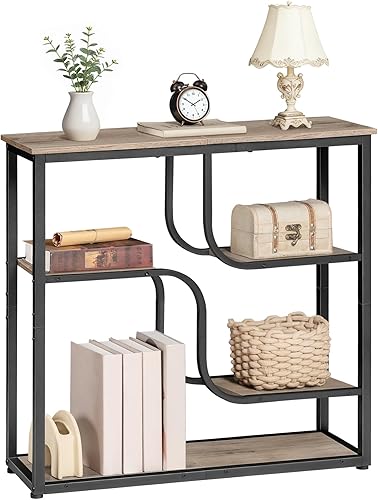 HOOBRO Mesa consola de 29.5 pulgadas, mesa de sofá de 5 niveles, mesa detrás del sofá con estantes de almacenamiento para pasillo, salas de estar,