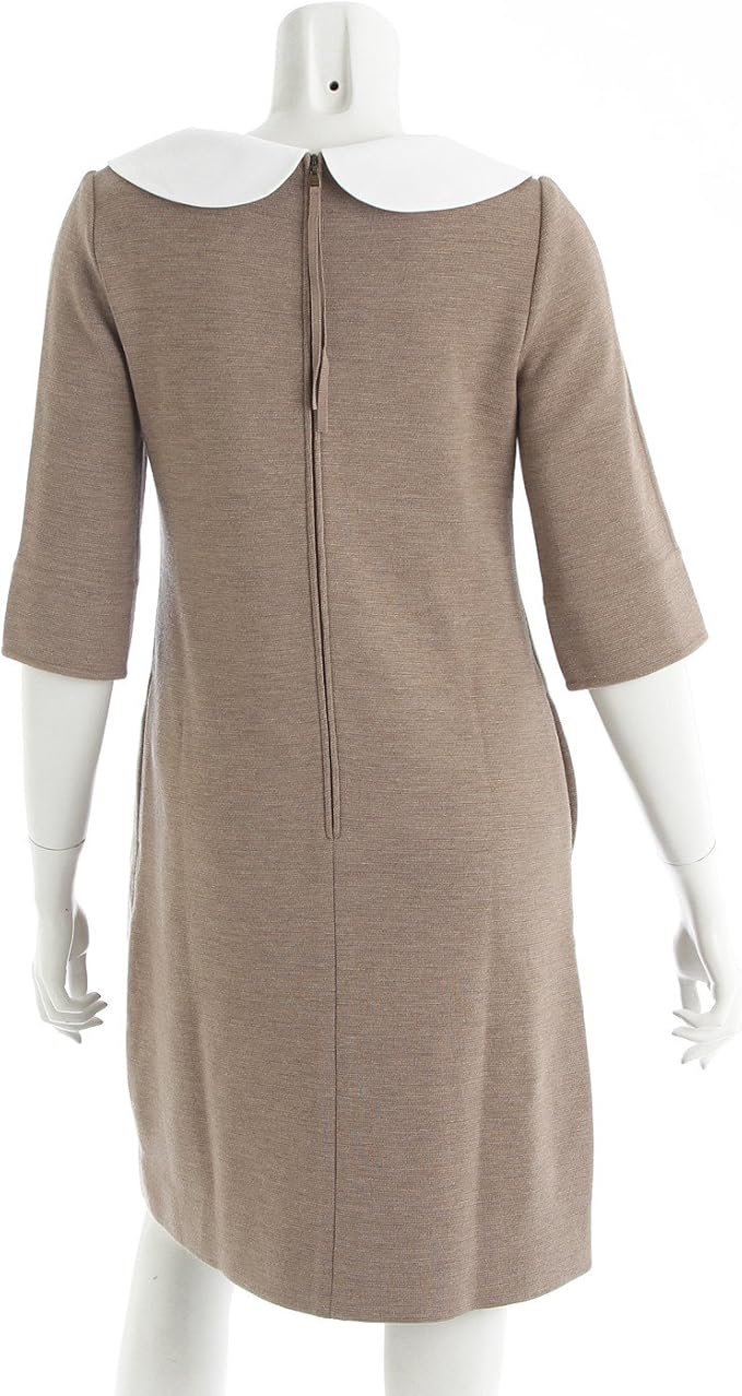 Amazon Co Jp フォクシー 白襟 ニットワンピース ベージュ ファッション