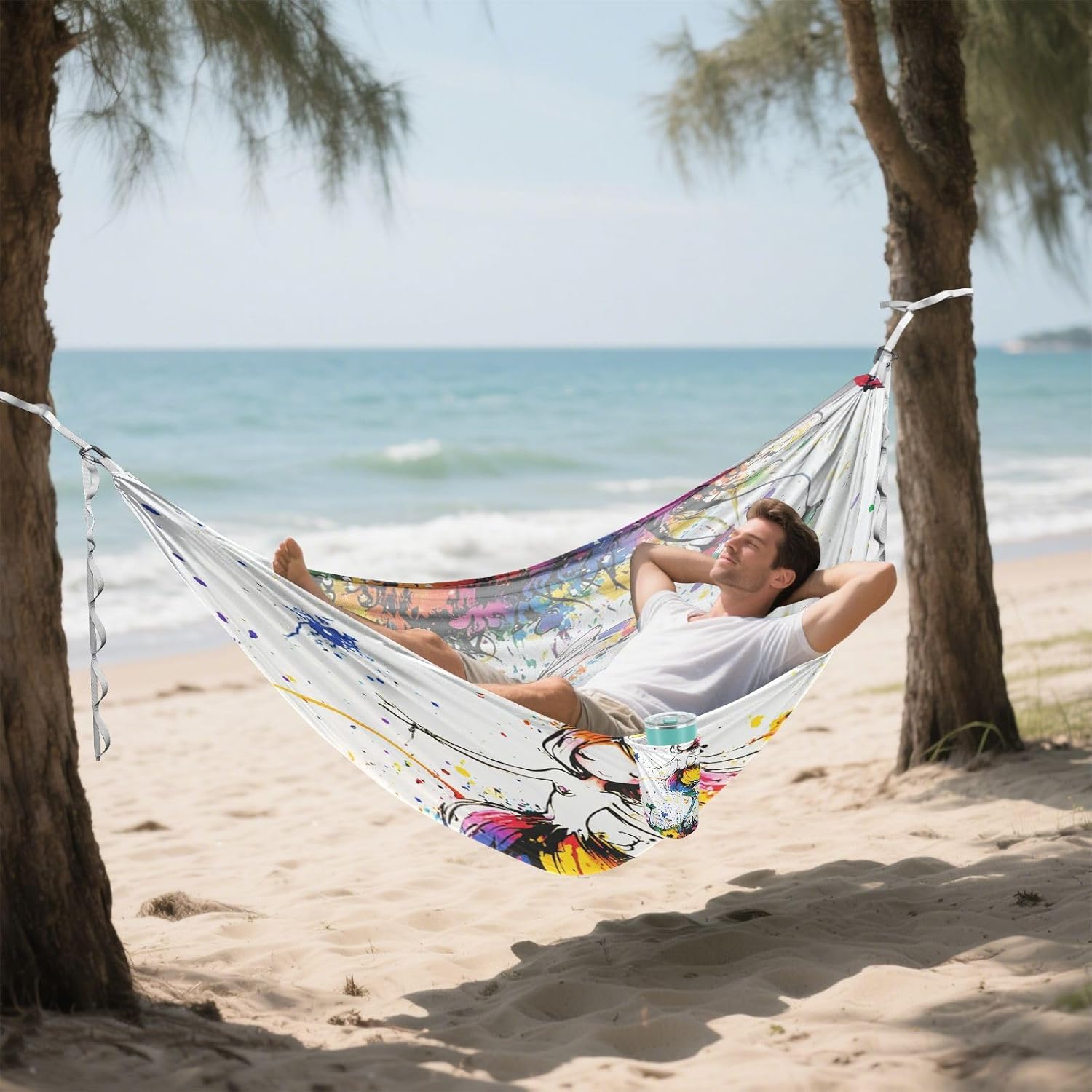 Aesthetic Mermaid Camping Hammocks with Tree Straps Cloth Hammock for Indoor Outdoor Patio