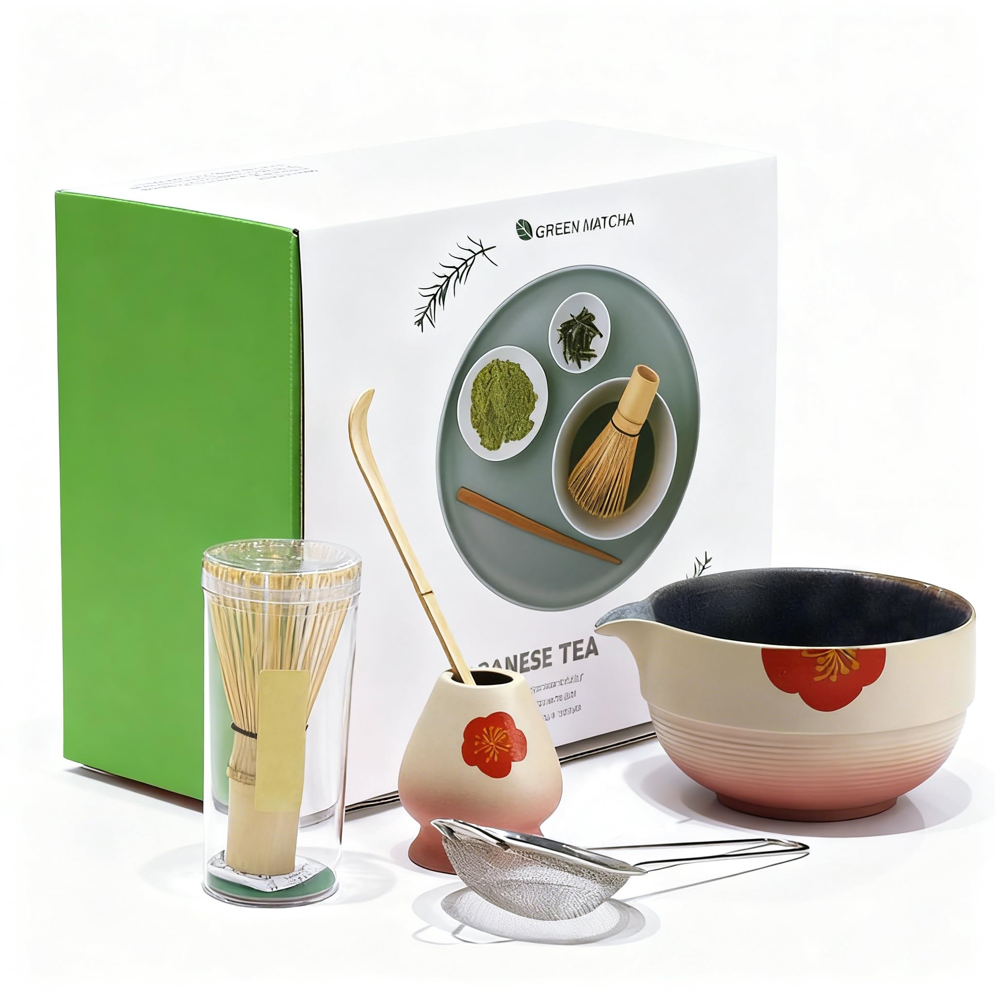 Kit fouet à matcha en bambou Esoes avec bol en céramique et cuillère (5 pièces)