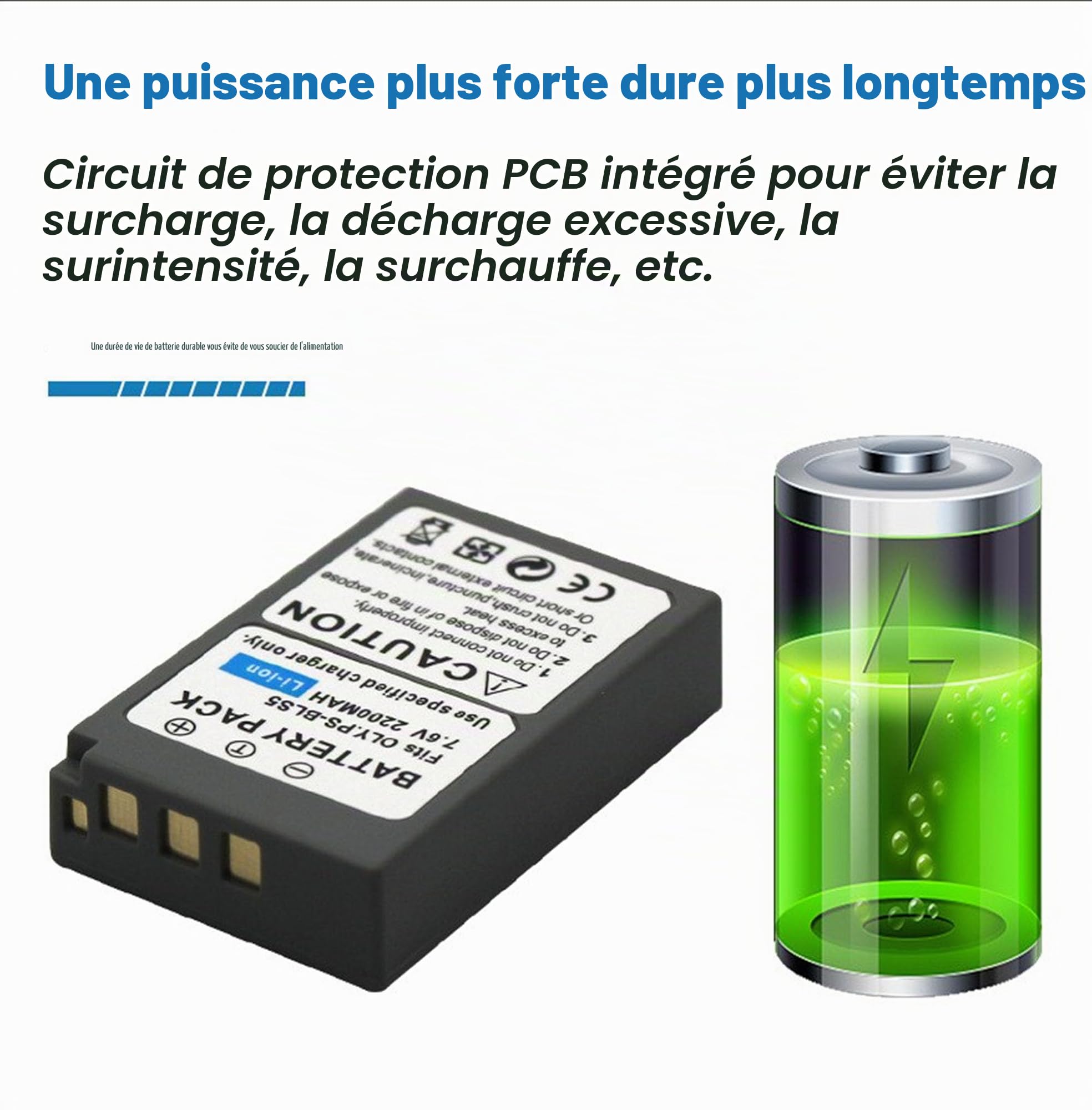 PS-BLS5 BLS50(2200mA) Chargeur multifonction Olympus OM-5 OM-D E-M5 III E-M10 E-PL8 E-PL9 E-PL10