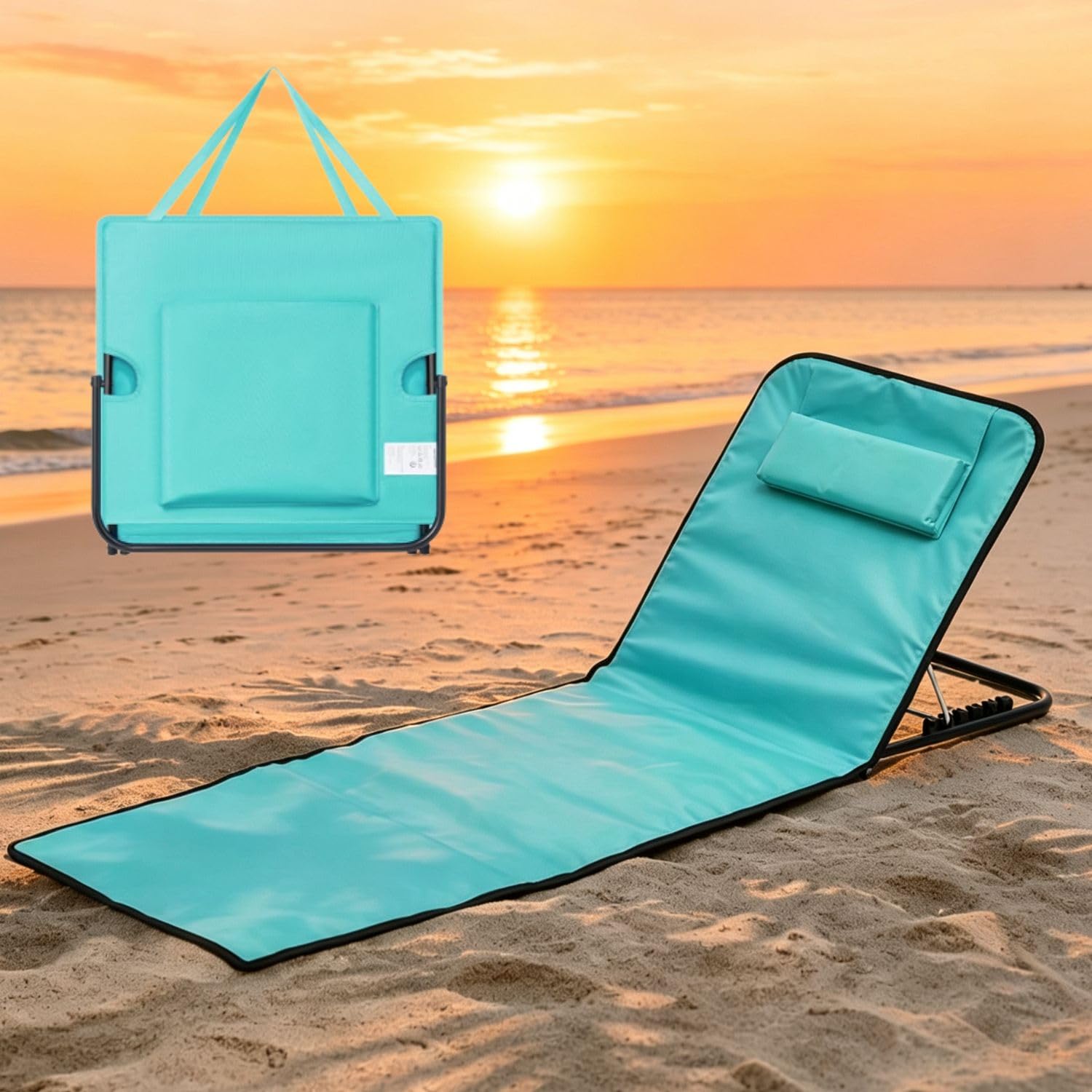 Comodo Lettino da Spiaggia in Tessuto Oxford 600D, Sdraio da Spiaggia Pieghevole Portatile, Sdraietta Mare (1pc*Verde)