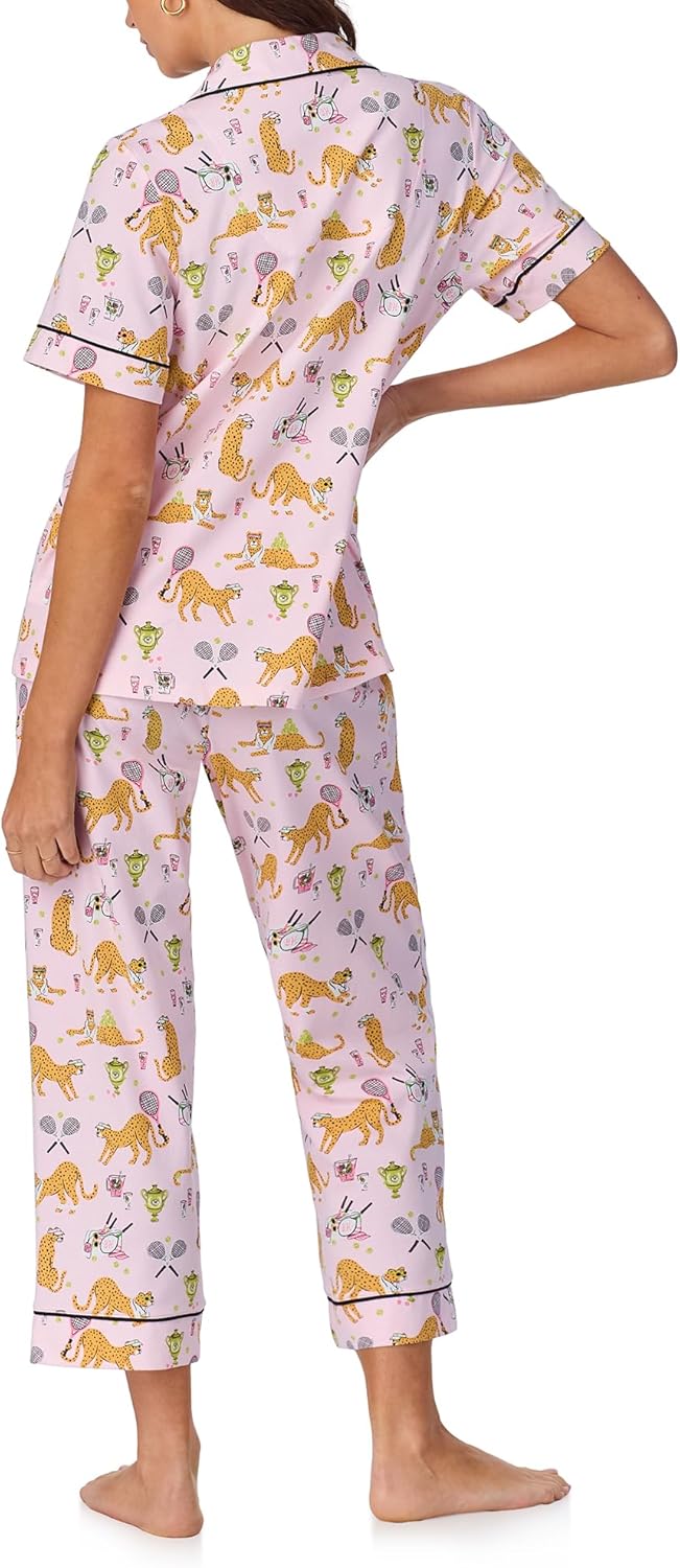 Bed Head PJs womens Short Sleeve Classic Stretch Jersey Cropped Pajama Set - Image 2