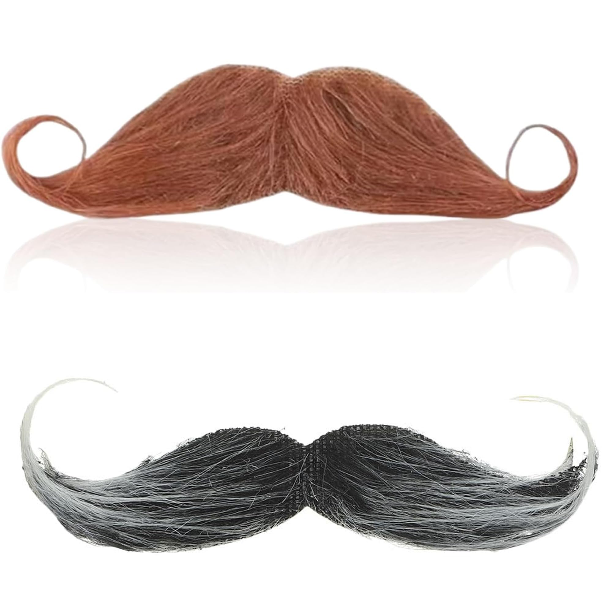 Ousuwo Pack of 2 Adhesive Fake Moustaches, Schnauzer Style Facial Hair, for 80s Fancy Dress, Cosplay & Themed Party Costumes