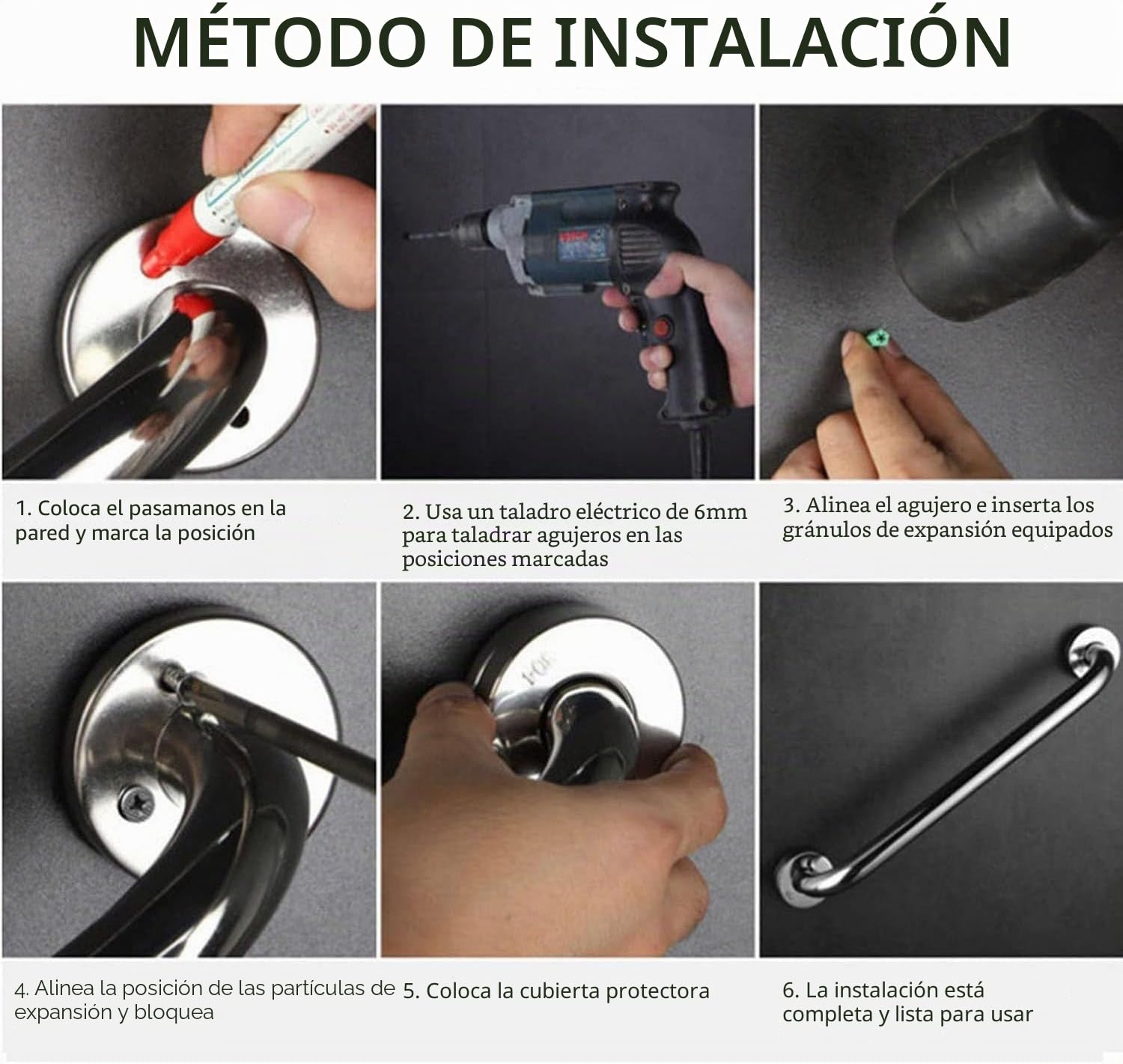 Barras de Agarre Para Baño, Barra de Agarre de Seguridad de Acero Inoxidable, Manija de Barra de Agarre de Soporte de Baño Montada en La Pared, Barra de Agarre de Seguridad Para Inodoro de Ducha(120cm