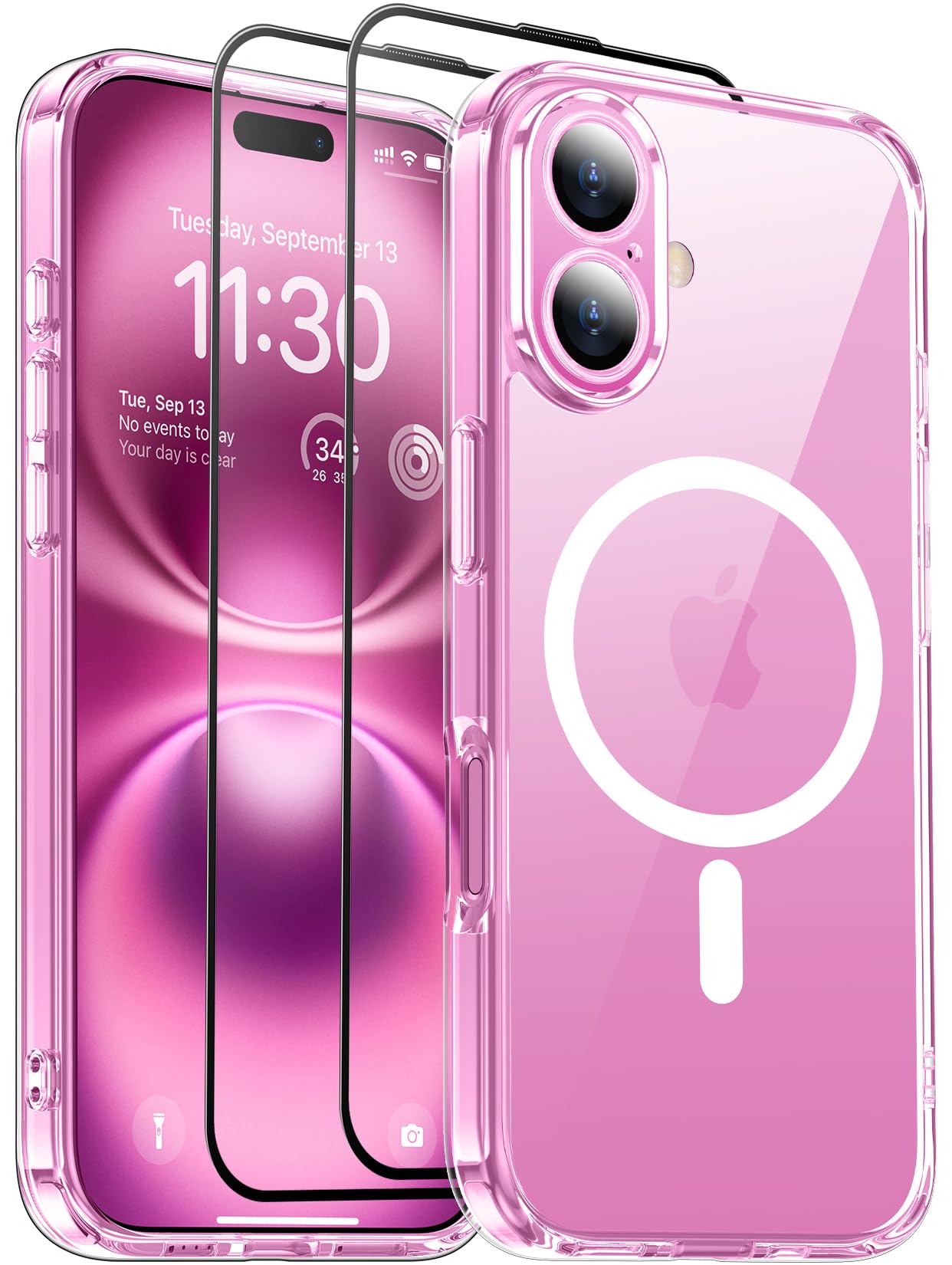 SPIDERCASE for Designed iPhone 16 Case, [Military-Grade Drop Tested] 2+Full Coverage Tempered Glass Screen Protector [Full Camera Protection] [Not