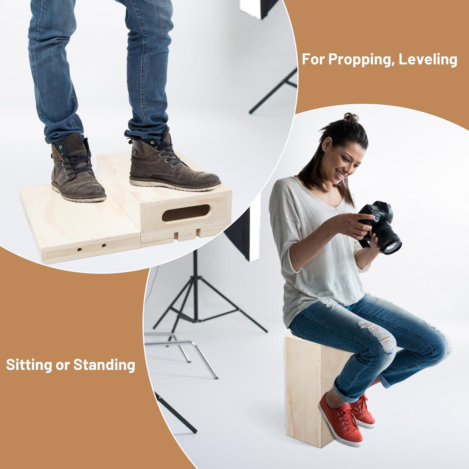 tonchean Appl Boxes Full Set of 5 Standard Appl Boxes for Photography with Magnetic Lid Design Multifunctional Photography Appl Box for Height Adjusting Photo Studio Movie Set and Photography