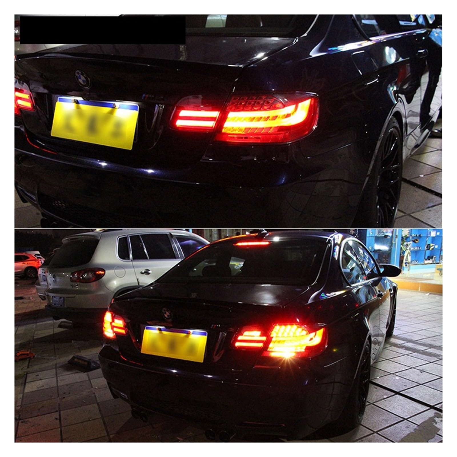 Tylne światło LED samochodu Taillight kompatybilne z BMW serii 3 Coupe M3 E92 LED tylne światło drogowe + światło hamowania + bieg wsteczny + dynamiczny kierunkowskaz (Color : Black)
