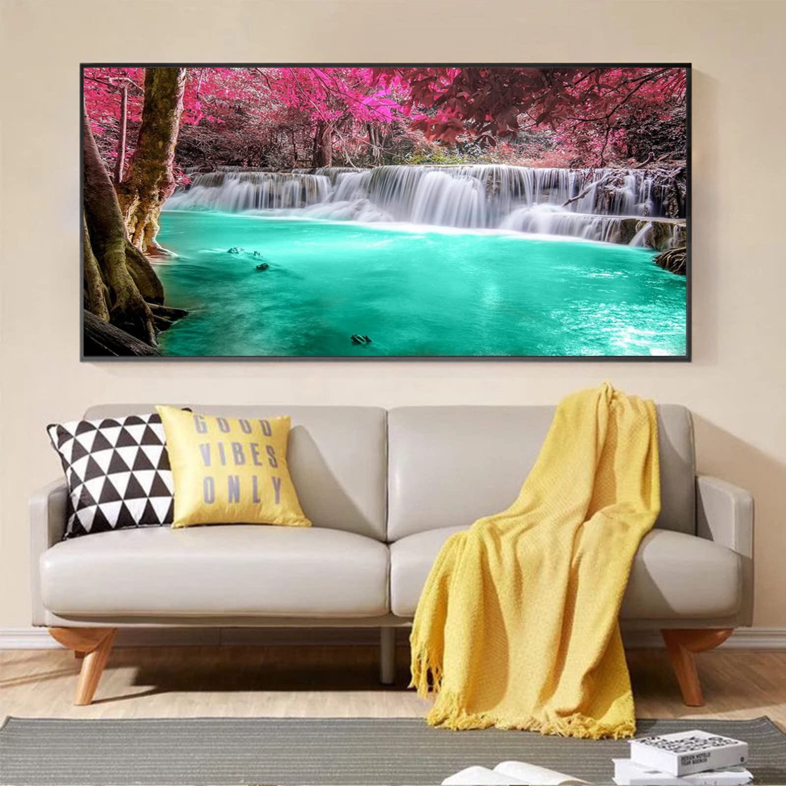 5D Diamant Malerei Set „Schöner Wasserfall“ – DIY Vollbohrer Kunst Zum Entspannen (60x150 Cm)