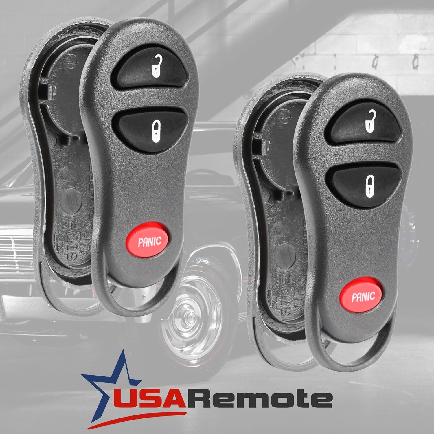 Key Fob Shell fits 1999-2005 Chrysler Dodge Keyless Entry Remote Case & Button Pad (04686481, GQ43VT17T), Set of 2