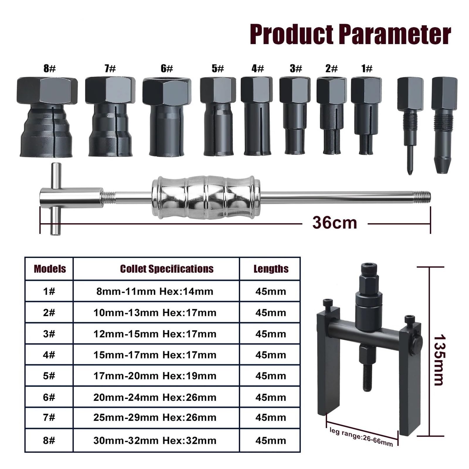 Kit d'outils d'extraction de roulements intérieurs pour Moto, 12 pièces, 8-25 mm, Marteau Coulissant, Insert Pilote, kit Retrait Interne Outil Extracteur Coffret Extraction de Roulement