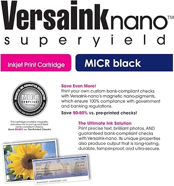 VersaInk-Nano 952 MS MICR Black Ink Cartridge for Check Printing