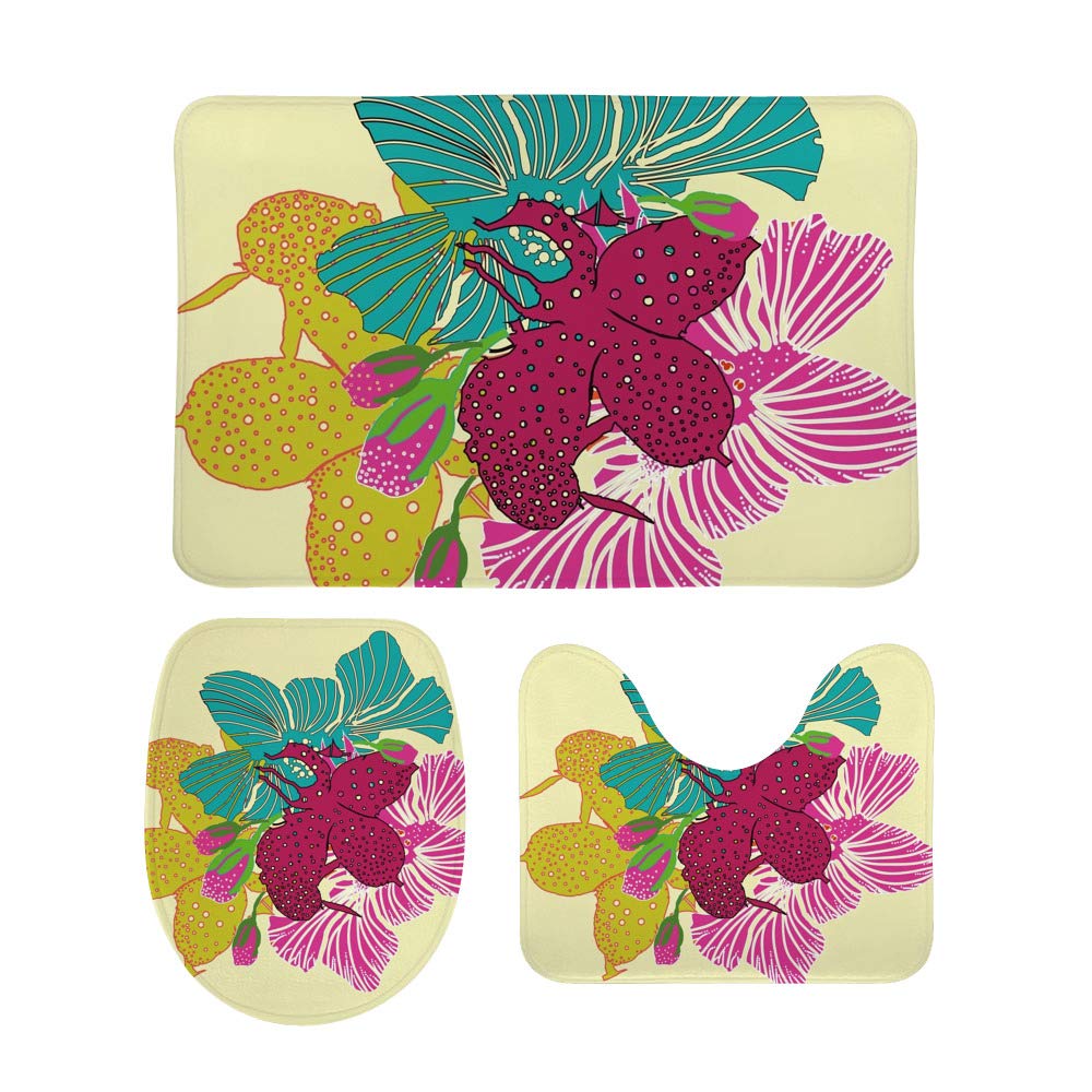 Tapis de bain floral ultra doux en velours corail pour salle de bain cocooning