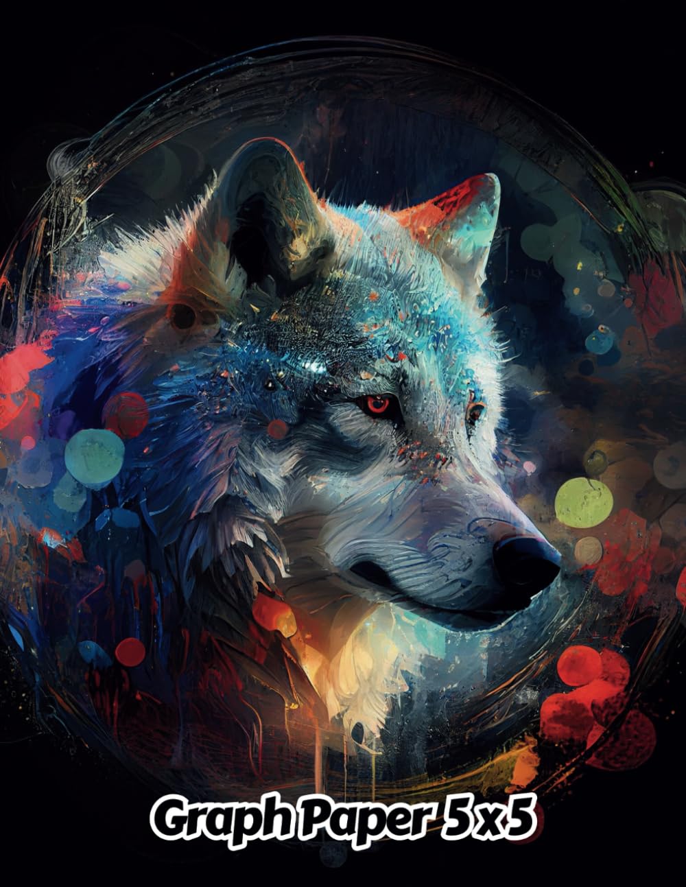 Abstract Wolf Graph Paper 5x5: 5 Squares per Inch Grid Paper | Gift For People Who Love Forest Animals, Wildlife Animal Lovers | For Back To School, Office, Work | 8.5 x 11 Inches | 111 Pages | v4