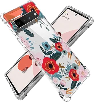 Amazon Pixel 6 専用 ケース 軽量 薄型 クリア ケーススマホケース Google Pixel 6 ケース Tpu素材 ソフト 透明 ケース 全面保護カバー 黄変防止 おしゃれ 綺麗 花柄 満開の赤い花 家電 カメラ オンライン通販