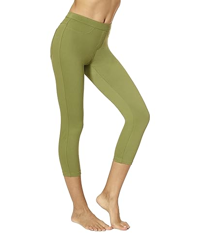 No Nonsense Women's Classic Denim Capri Leggings with Pockets, Comfortable