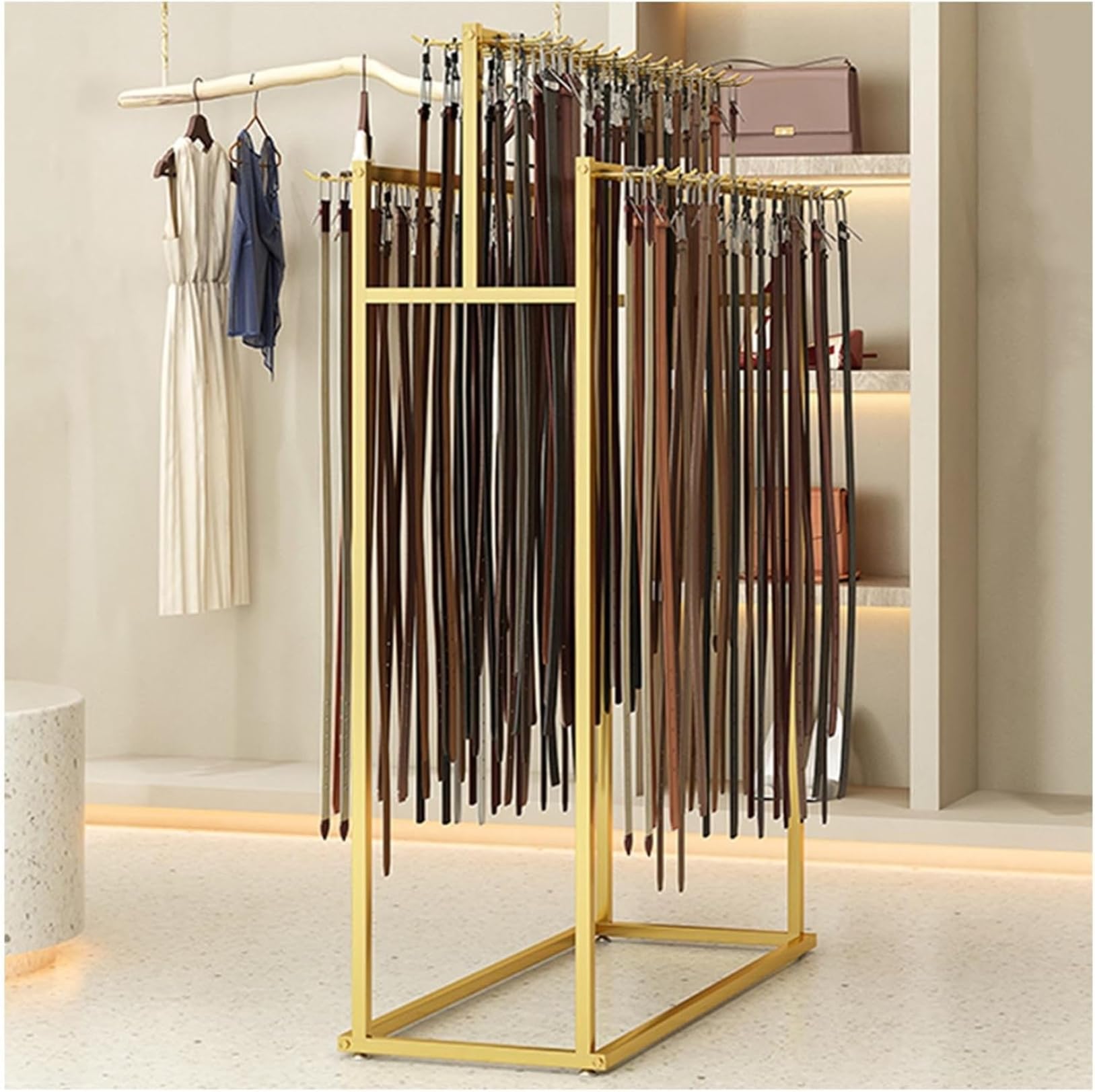 YNBSHGAA Belt Organizer, Space Saving Storage Solution for Ties, Scarves and Wallets, Closet Wardrobe Accessories,Gold-80x40x150CM