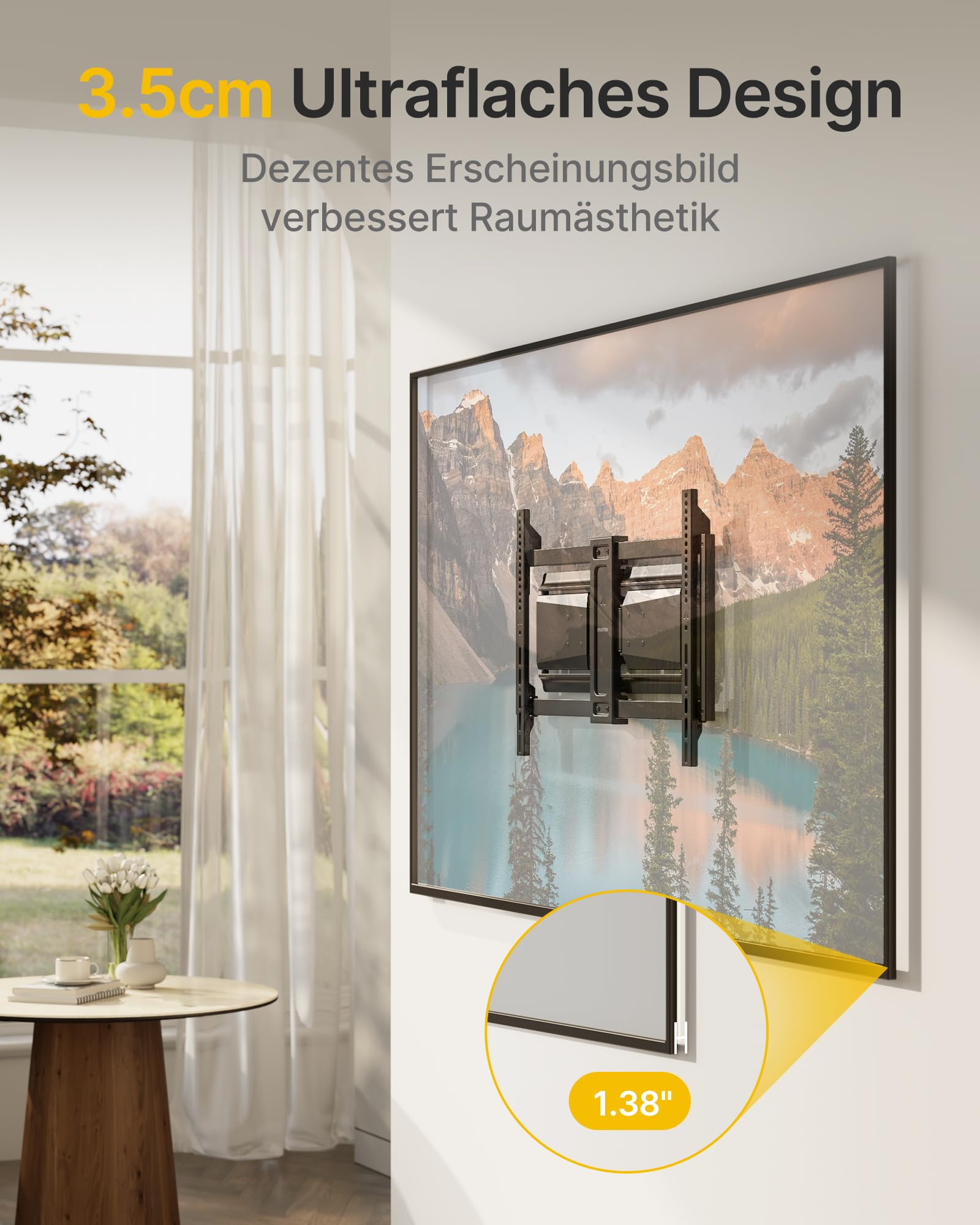 monTEK Hochbelastbare Ultra Slim TV Wandhalterung für 37-90 Zoll Fernseher bis zu 85kg, Schwenk & Neige & Ausziehbare TV Halterung mit Gelenkigen Doppelarmen, MAX VESA 600x400 mm