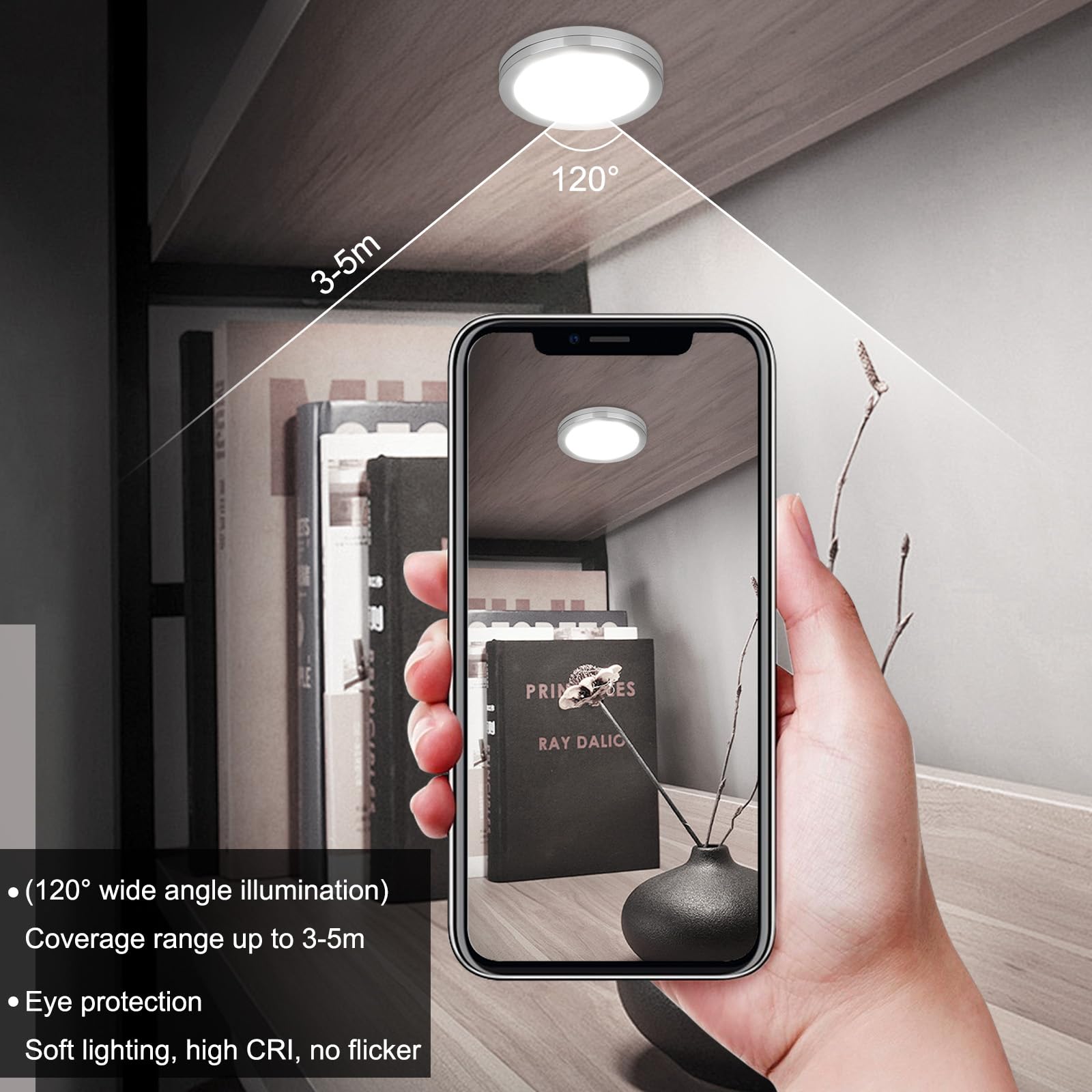 Lightess Luz del Gabinete LED Luz de Bajo Armario Iluminación para Vitrina para Cocina Estante Muebles Taquillas Enfriador de Vino (8 luces, Blanco frío)