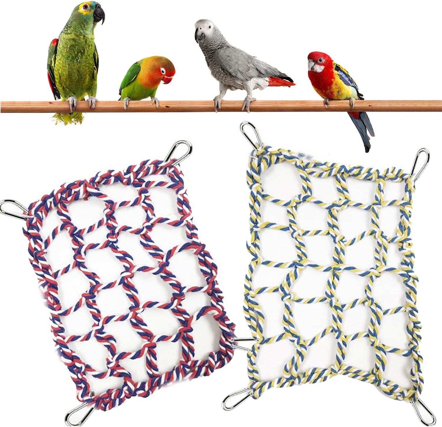 2 Pcs Pet Climbing Rope Net, Bird Hamster Climbing Rope Ladder, Ferret Hammock Hamster Hammock Swing Ladder Bird Cage Accessories Toys…