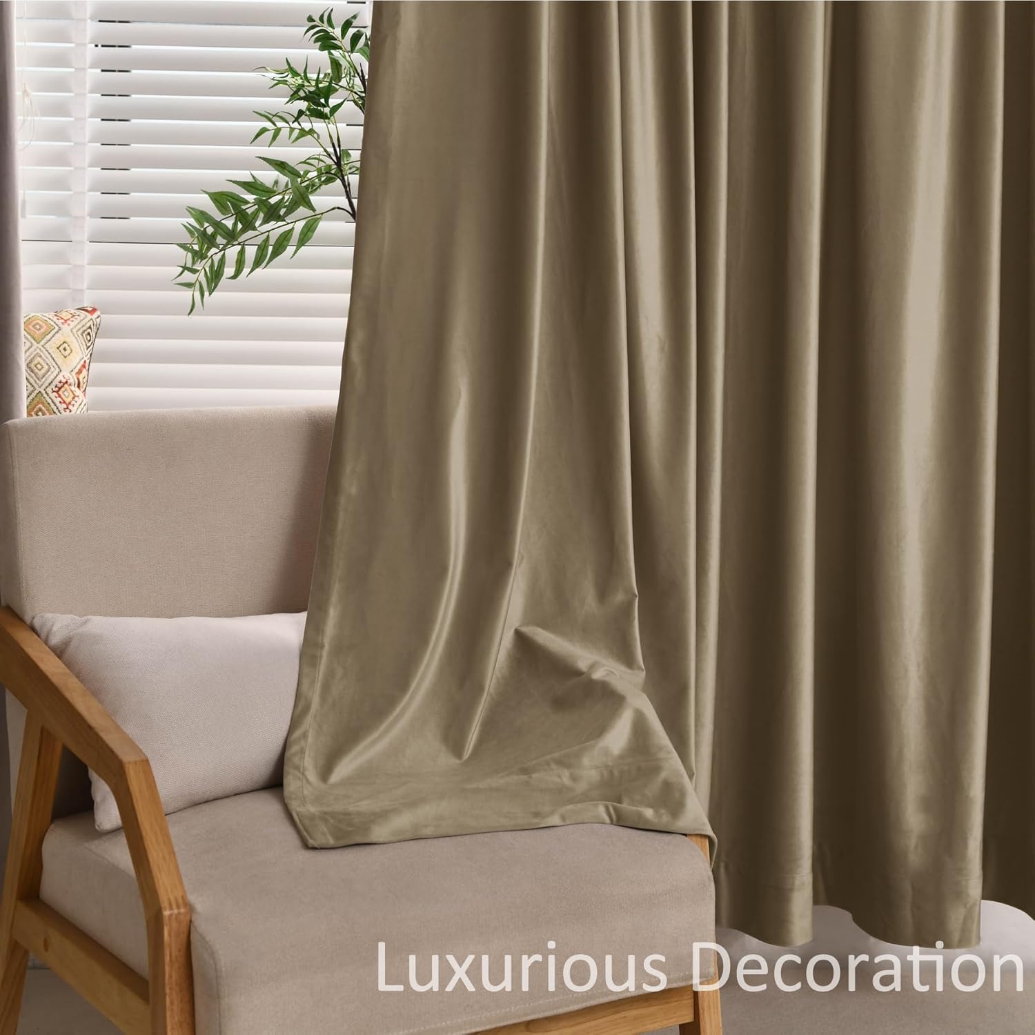 Fcosie Cornstalk Velvet Drapes 132 Inches Long Grommet Top Curtain Panel Extra Long Room Darkening Curtains Tall Drapery High Ceiling Curtains for Living Room Bedroom (50" W x 132" L, 2 Panels)