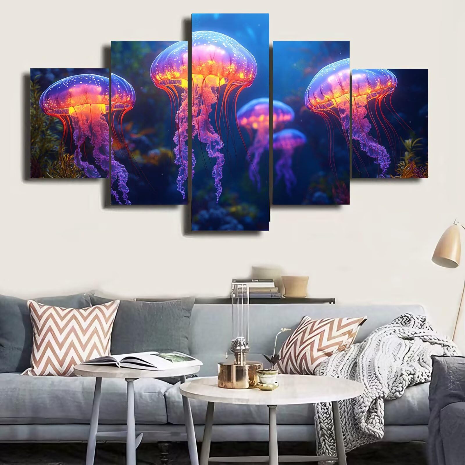 Duża sztuka diamentowa dla dorosłych, 5 sztuk 100 x 200 cm / 39 x 79 cali 5D, obraz diamentowy, meduza, DIY, pełne wiercenie, cekiny, kryształ, zestawy artystyczne, do malowania po numerach, dla