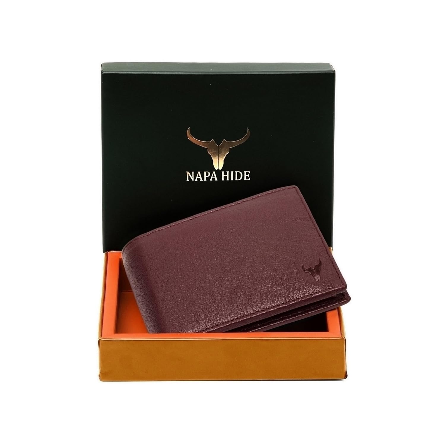 NAPA HIDE Maroon Leather Wallet for Men I Handcrafted I 4 Credit/Debit Card Slots I 2 Currency Compartments I 1 Transparent ID Window