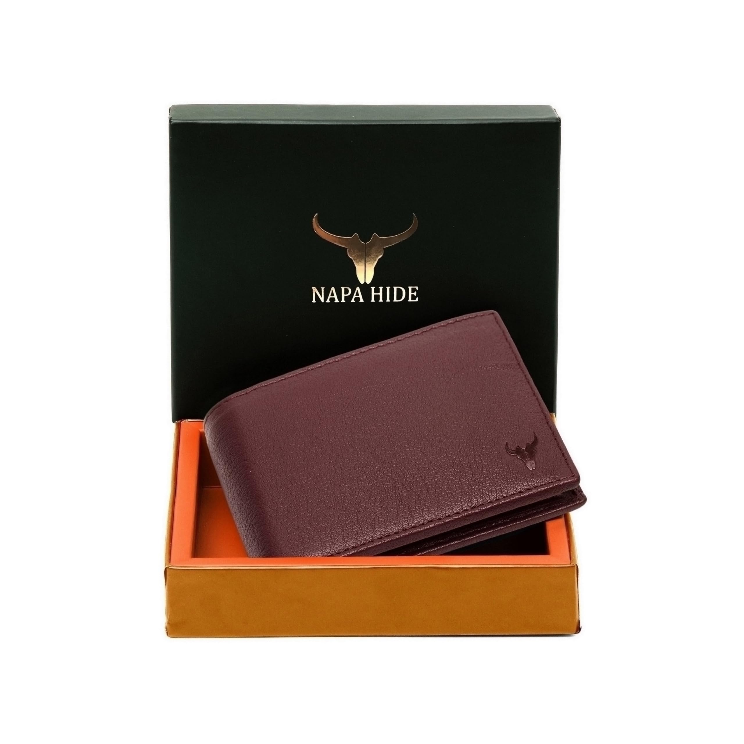 NAPA HIDE Leather Wallet for Men, MAROON, 9 X 11 X 2 Cm, Travel Accessories
